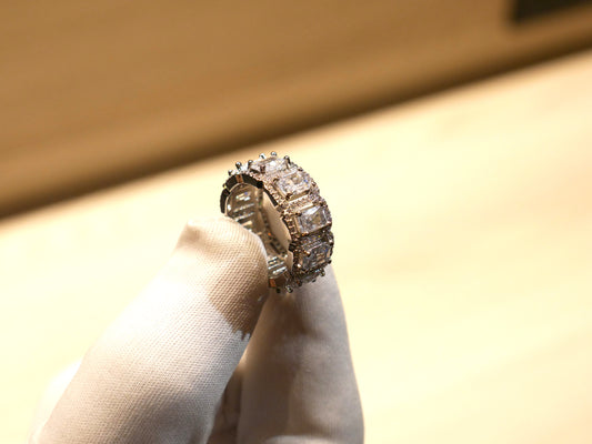 Iced Baguette Clustered Ring