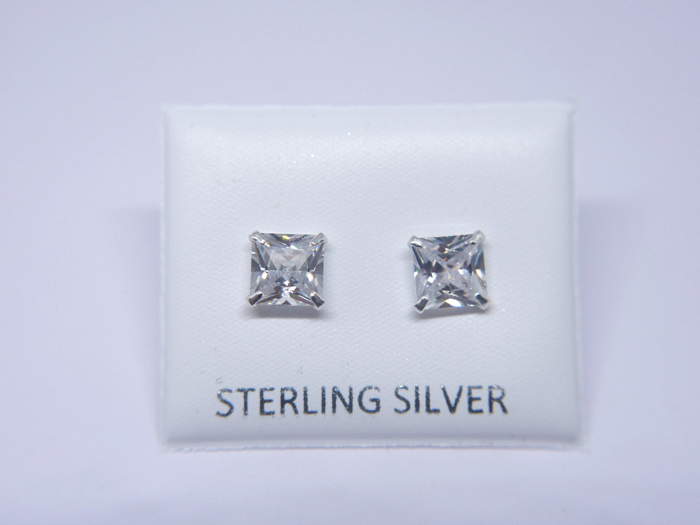 8mm Square Studs - 925 Sterling Silver