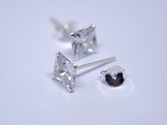 8mm Square Studs - 925 Sterling Silver