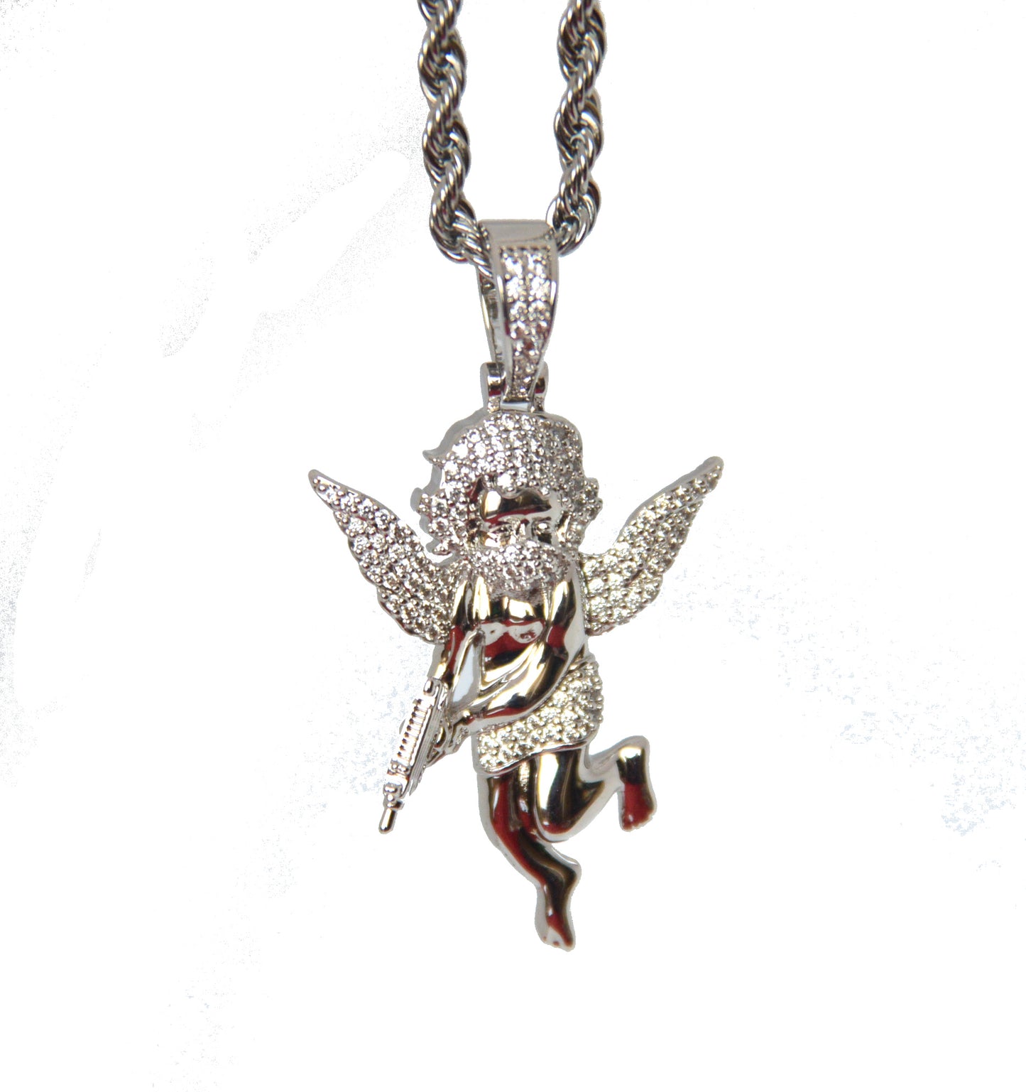 Baby Angel Gunner Pendant White Gold