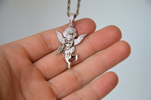 Baby Angel Gunner Pendant White Gold