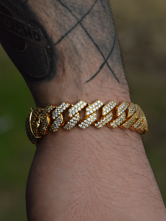 Iced Cuban Link Gold Bracelet