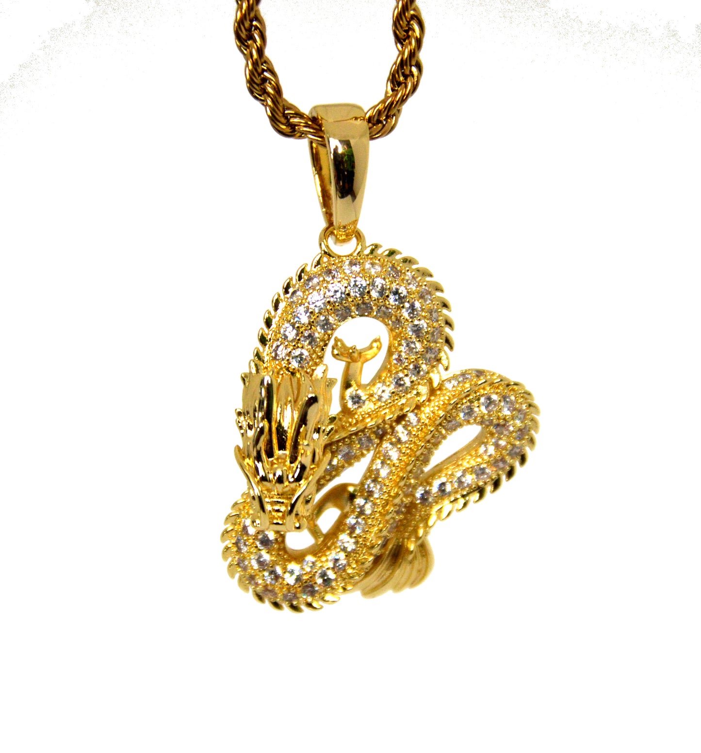 Iced Dragon Style Pendant Gold