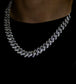 12mm Iced Cuban Chain White Gold