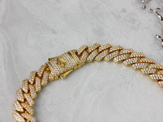 12mm Iced Cuban Chain Gold