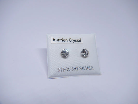 Austrian Crystal 5mm Round Cut Studs - 925 Sterling Silver