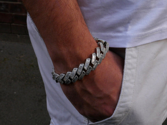 Cuban Baguette Bracelet White Gold