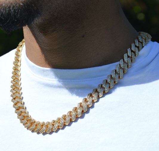 12mm Iced Cuban Chain Gold